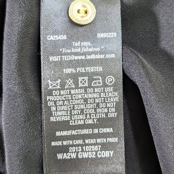 Ted Baker Mini Party Dress Black Gold Sequin Ruffle 0 - Picture 5 of 8